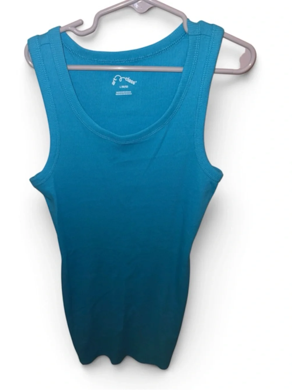 Art Class Girls Teal Ribbed Tank Dress Size L 10/12 Sleeveless